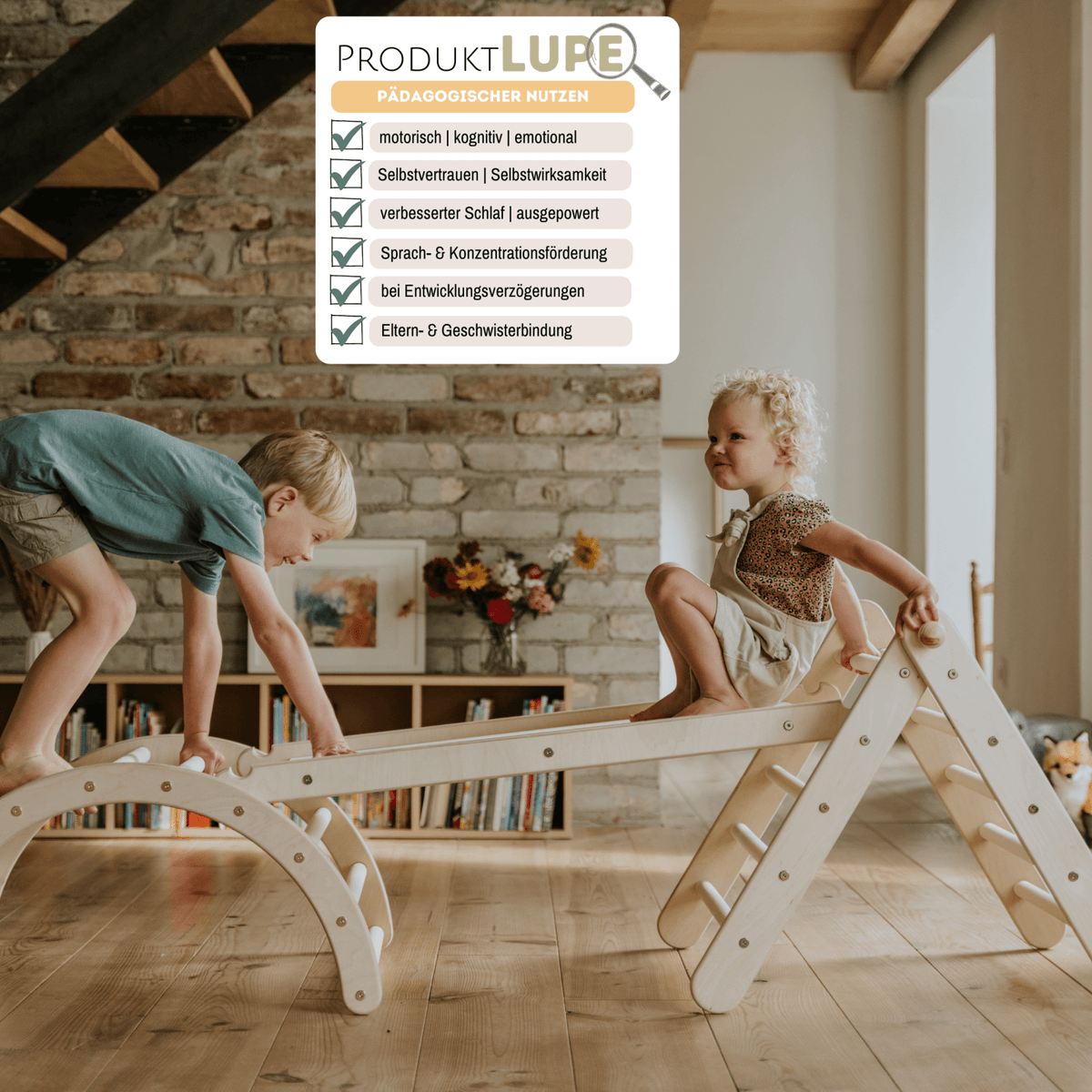 höhenverstellbares Kletterdreieck - Set ZICKENLING SET | 5 - fach verstellbar | 60cm| Dreieck + Rutsche + Bogen - Kletterling – einfach Kind sein