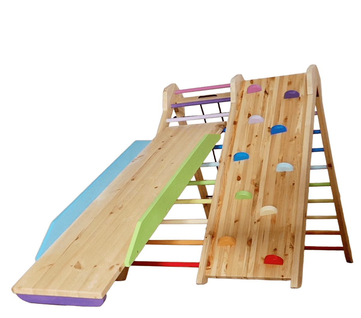 Kletterdreieck ROOT 4 + Rutsche | IN & OUTDOOR | 4 Kletterpfade | 120 cm - Kletterling – einfach Kind sein