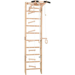 Sprossenwand 100 kg | 230x58 cm | Klimmzug mit Griffen | Seilleiter | Gymnastikringe - Kletterling – einfach Kind sein