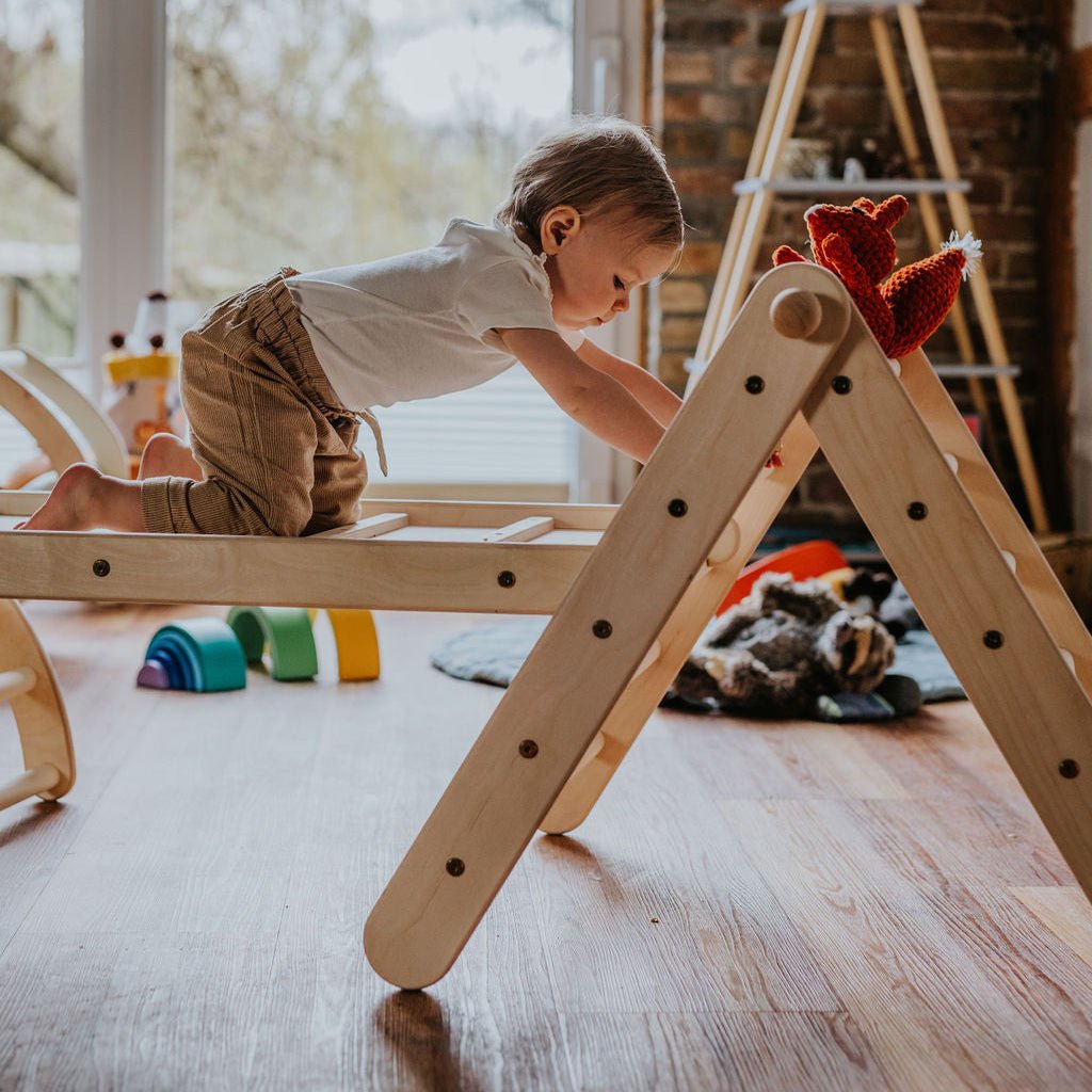 höhenverstellbares Kletterdreieck - Set ZICKENLING SET | 5 - fach verstellbar | 60cm| Dreieck + Rutsche + Bogen - Kletterling – einfach Kind sein