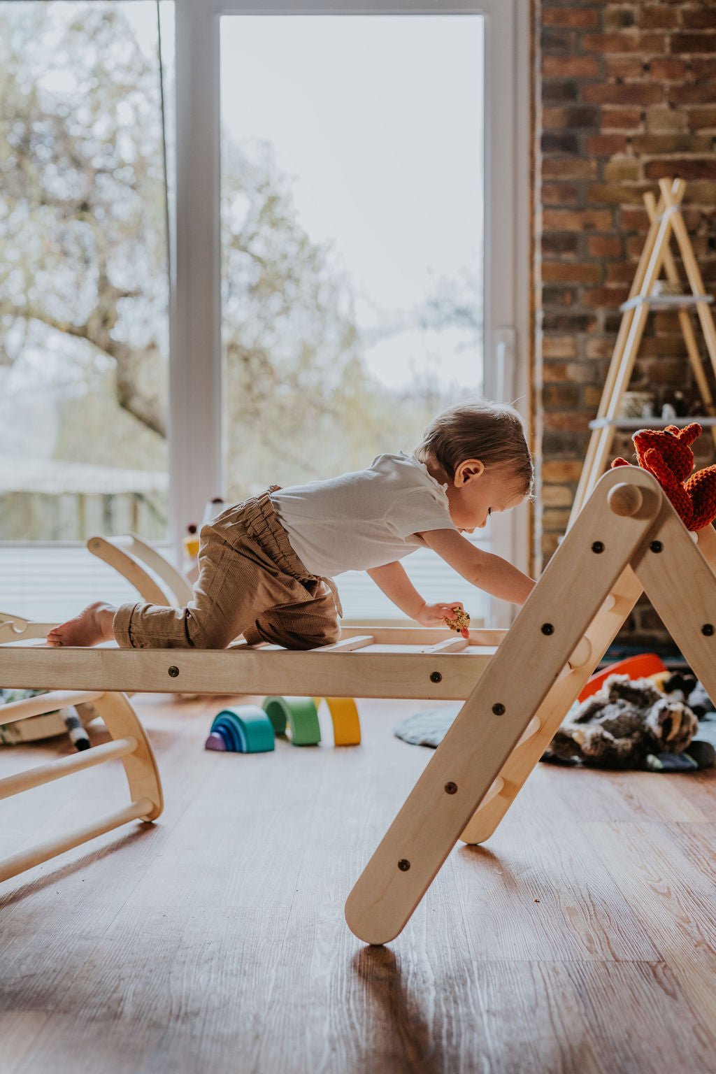 höhenverstellbares Kletterdreieck - Set ZICKENLING SET | 5 - fach verstellbar | 60cm| Dreieck + Rutsche + Bogen - Kletterling – einfach Kind sein