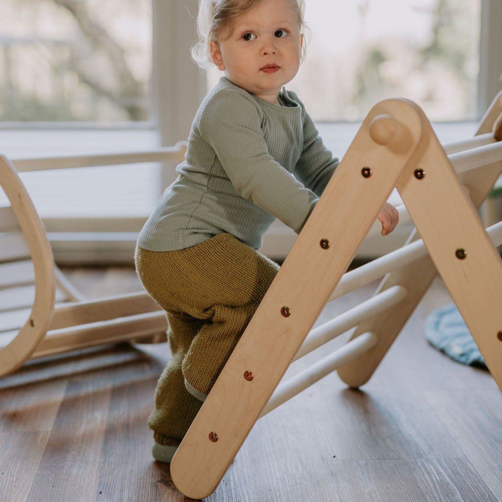 höhenverstellbares Kletterdreieck - Set ZICKENLING SET | 5 - fach verstellbar | 60cm| Dreieck + Rutsche + Bogen - Kletterling – einfach Kind sein