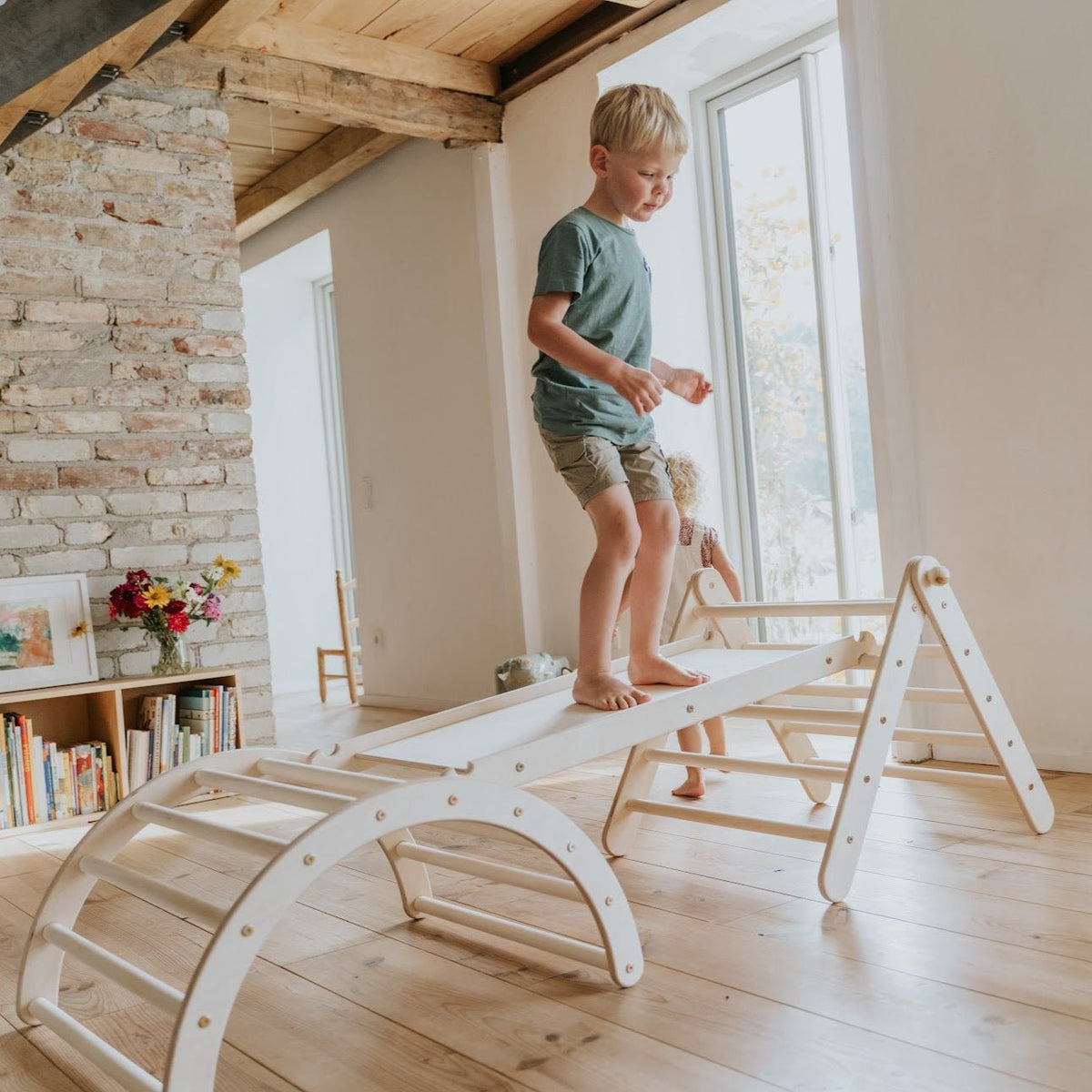 höhenverstellbares Kletterdreieck - Set ZICKENLING SET | 5 - fach verstellbar | 60cm| Dreieck + Rutsche + Bogen - Kletterling – einfach Kind sein