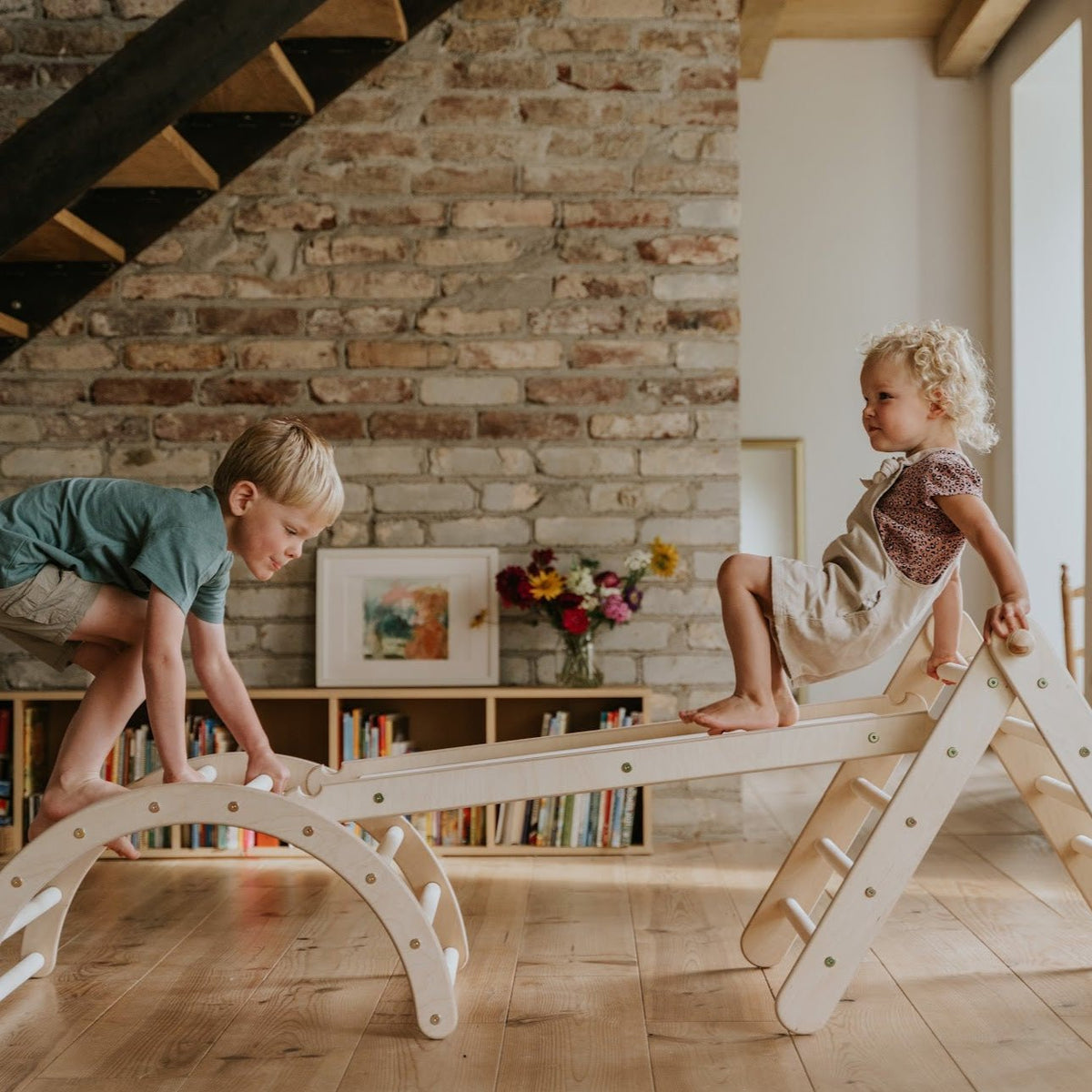 höhenverstellbares Kletterdreieck - Set ZICKENLING SET | 5 - fach verstellbar | 60cm| Dreieck + Rutsche + Bogen - Kletterling – einfach Kind sein