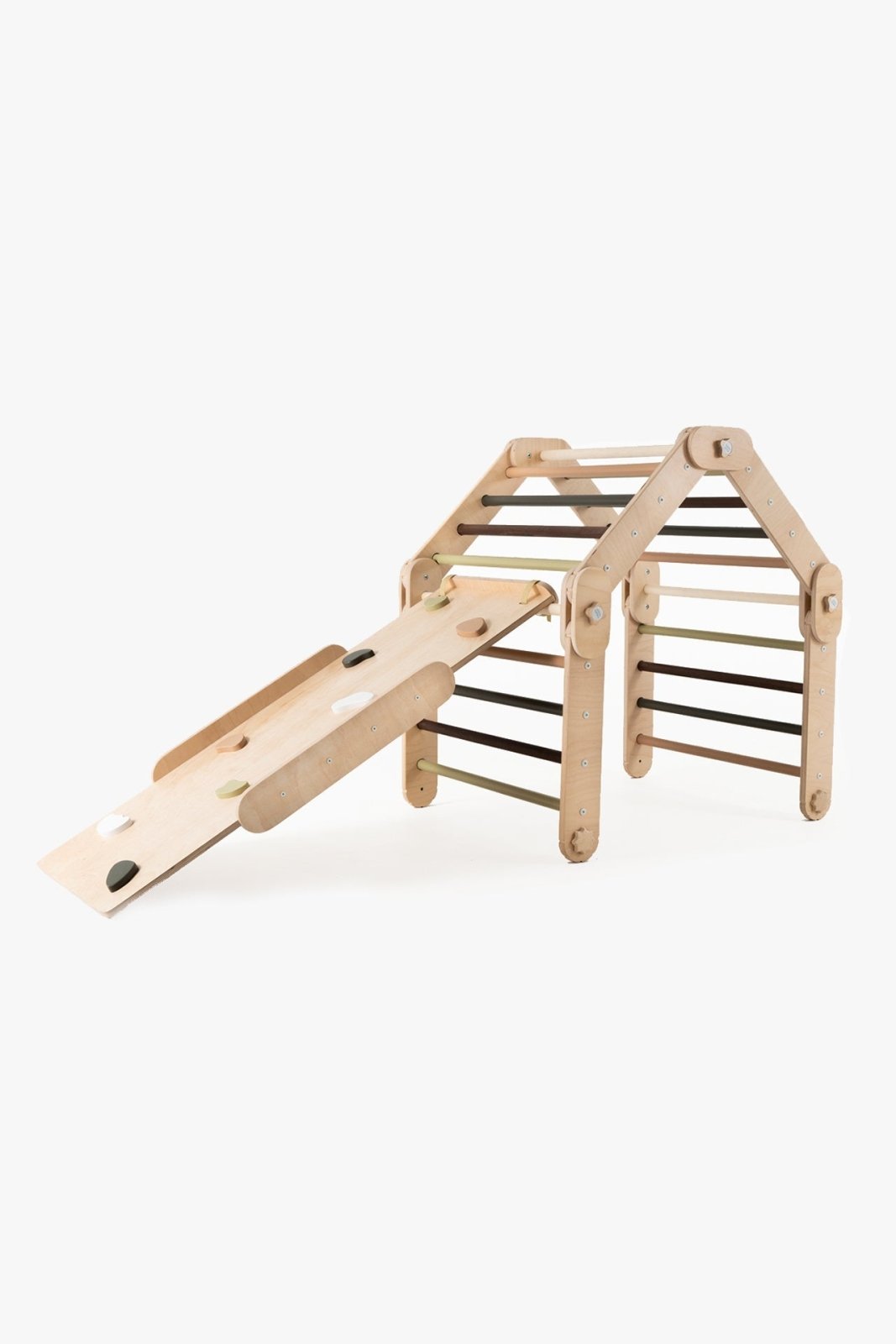 Verstellbares Kletterdreieck FULL MOON + Rutsche | GRÜN | Rutsche wählbar | 30 Formen | 98 x 67,5 cm | max. 50 kg - Kletterling – einfach Kind sein
