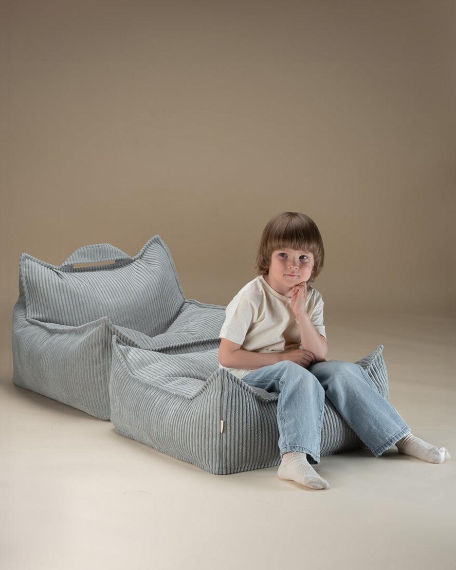 wigiwama Sitzkissen Ottoman in Softmint aus Cord - Kletterling – einfach Kind sein