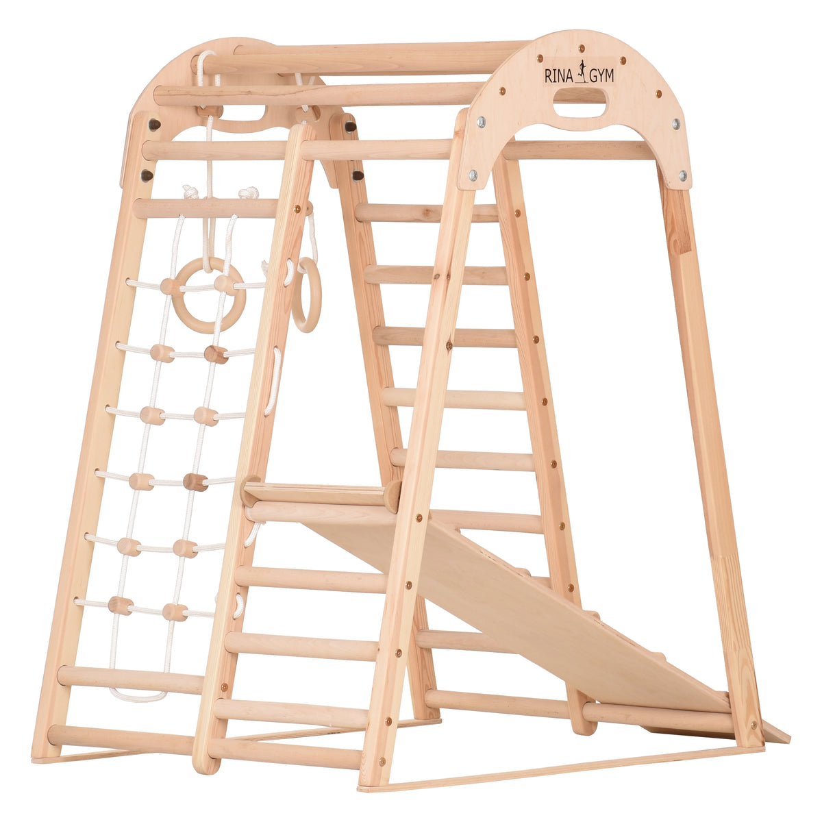 Klettergerüst NATUR GYM | Sprossenwand, Netz, Ringe | ab 3 Jahren - Kletterling – einfach Kind sein