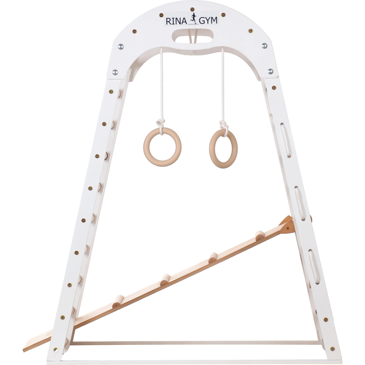 Klettergerüst WHITE GYM | Sprossenwand, Netz, Ringe | ab 3 Jahren - Kletterling – einfach Kind sein