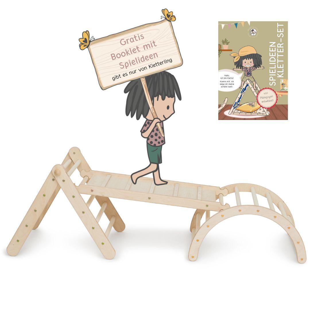 Zickenling Set - 5 - fach höhenverstellbares Kletterdreieck (60cm) mit Rutsche und Bogen - Kletterling – einfach Kind sein