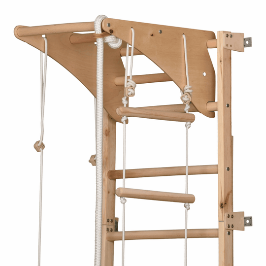 Sprossenwand | 80 kg | 210x70 cm | Klimmzug | Seilleiter | Gymnastikringe - Kletterling – einfach Kind sein