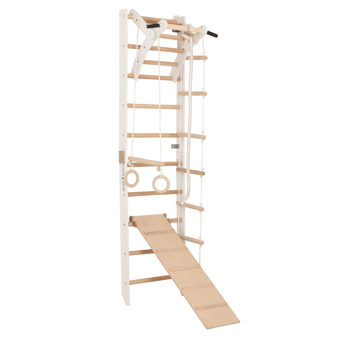 Sprossenwand für Heimtraining mit zweiseitiger Kletterrampe und höhenverstellbarem Reck – Indoor Fitnessgerät für die ganze…
