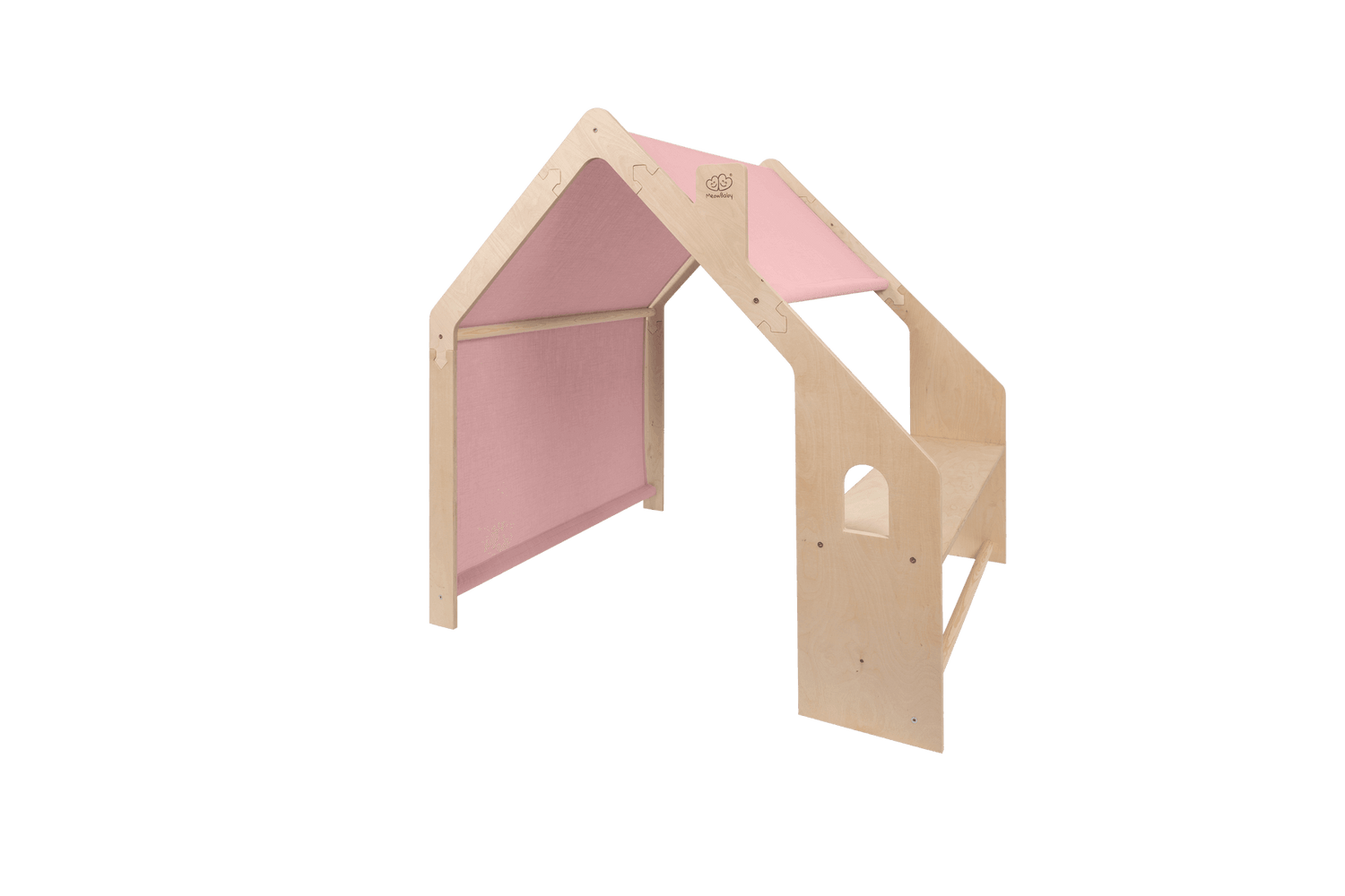 Holzhaus mit Pinkem Dach - Kletterling – einfach Kind sein