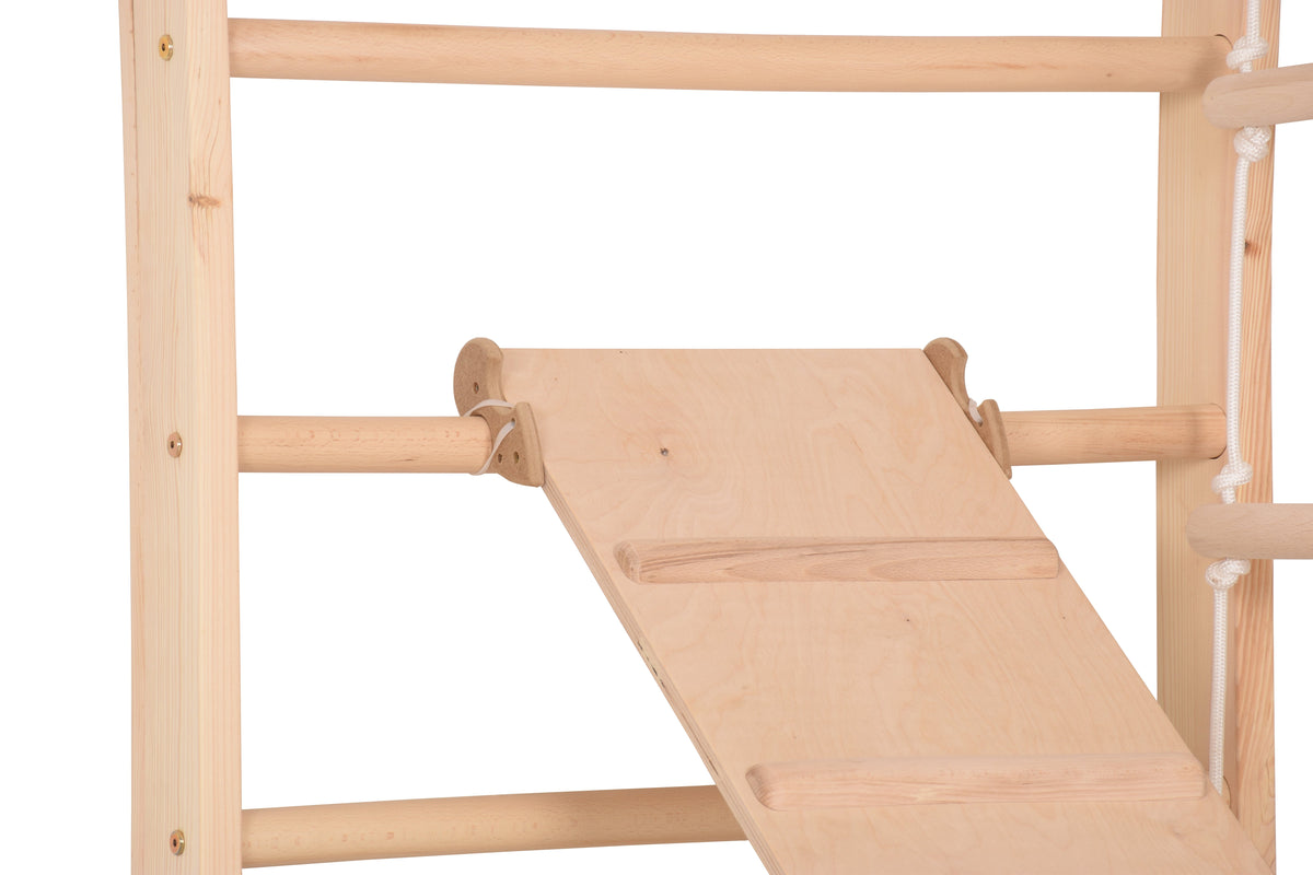 Kletterwand für die ganze Familie mit höhenverstellbarem Reck-Indoor Klettergerüst aus Holz - Wand-Reck, Stange, Gymnastik-R…