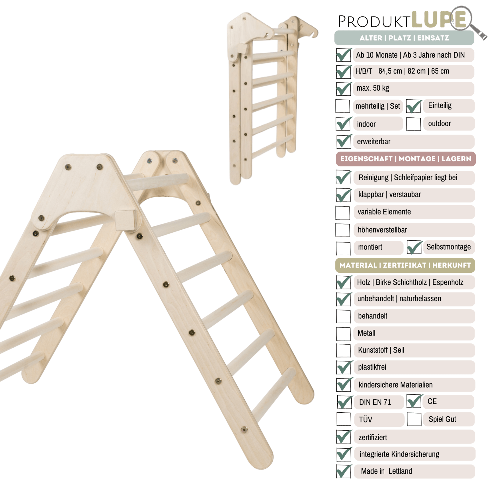 klappbares Kletterdreieck KOALA | 65 cm | 1 Teil | verstaubar - Kletterling – einfach Kind sein