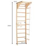 Indoor-Fitnesswand für Zuhause – Sprossenwand mit Reck, Kletterseil, Turnringen & Seilleiter für die ganze Familie – Ansicht…