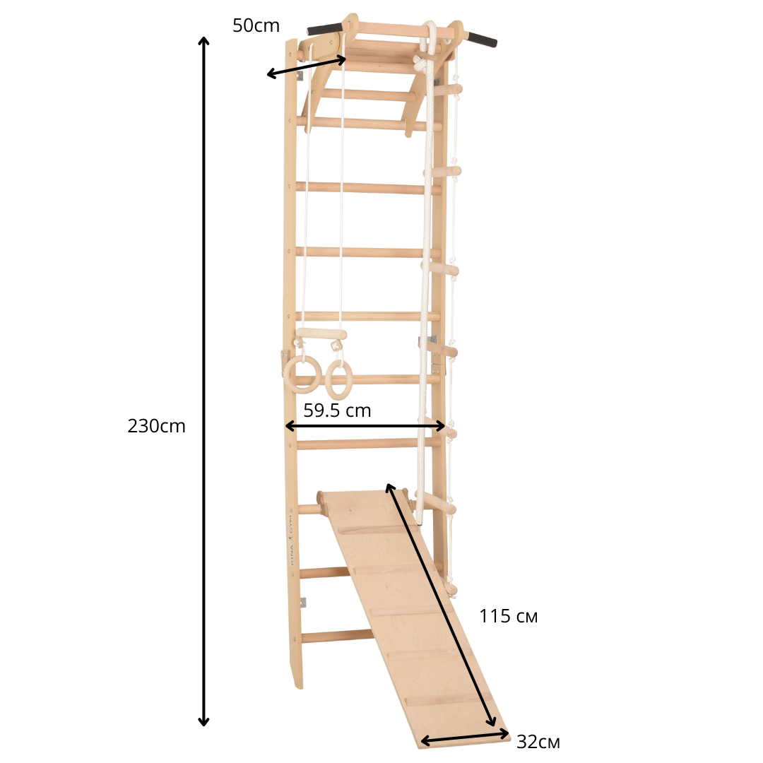 Sprossenwand für Heimtraining mit zweiseitiger Kletterrampe und höhenverstellbarem Reck – Indoor Fitnessgerät für die ganze…