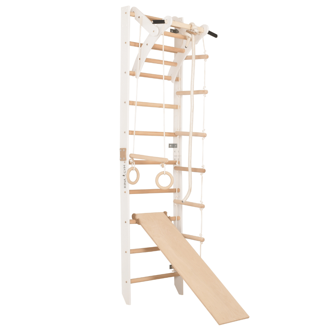 Sprossenwand für Heimtraining mit zweiseitiger Kletterrampe und höhenverstellbarem Reck – Indoor Fitnessgerät für die ganze…
