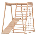 Indoor Klettergerüst für die ganze Familie – Sprossenwand, Hangelleiter, Kletternetz – RINAGYM Heim-Fitnessgerät Classic – A…
