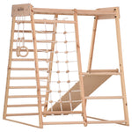 Indoor Klettergerüst für die ganze Familie – Sprossenwand, Hangelleiter, Kletternetz – RINAGYM Heim-Fitnessgerät Classic – A…