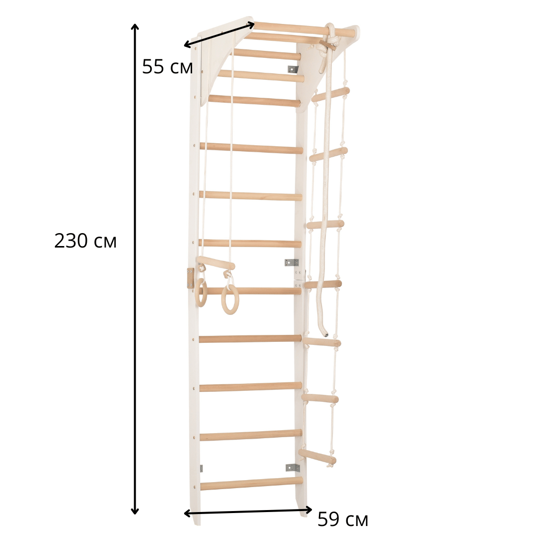 Sprossenwand mit höhenverstellbarem Reck, Kletterseil, Ringen & Seilleiter – Kompaktes Indoor-Fitnessgerät für die ganze Fam…