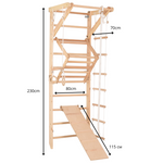 Kletterwand für die ganze Familie – Klettergerüst Indoor aus Holz mit Wand-Reck, Stange, Gymnastikringen, Kletterseil, schwe…