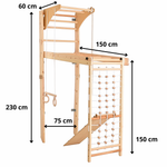 RINAGYM Kletterwand Indoor – Sprossenwand aus Holz mit Kletterseil – für gemeinsames Heimtraining von die ganze Familie – An…