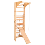 RINAGYM Kletterwand Indoor – Sprossenwand aus Holz mit Kletterseil – für gemeinsames Heimtraining von die ganze Familie – An…