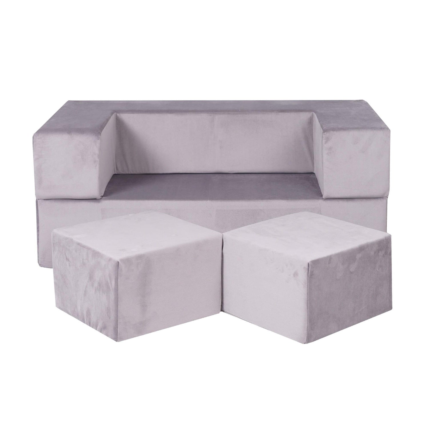 Kinder - Sofa mit 2 Hockern in Grau - Kletterling – einfach Kind sein