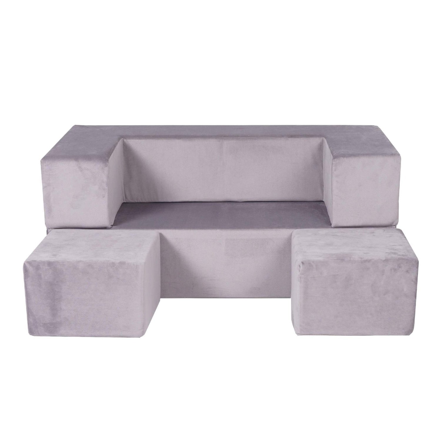 Kinder - Sofa mit 2 Hockern in Grau - Kletterling – einfach Kind sein