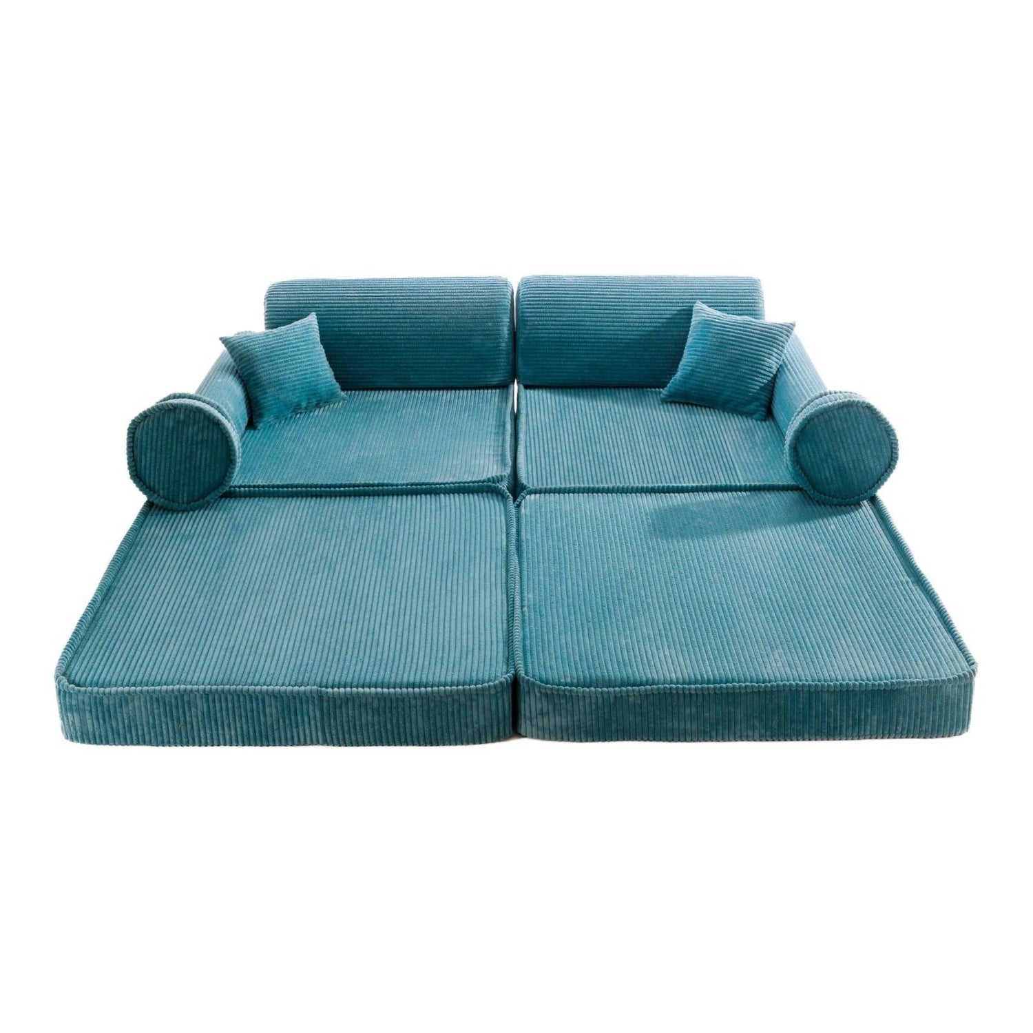 MeowBaby Premium Modulares Sofa - Cord Türkis - Kletterling – einfach Kind sein