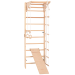 Kletterwand für die ganze Familie mit höhenverstellbarem Reck-Indoor Klettergerüst aus Holz - Wand-Reck, Stange, Gymnastik-R…