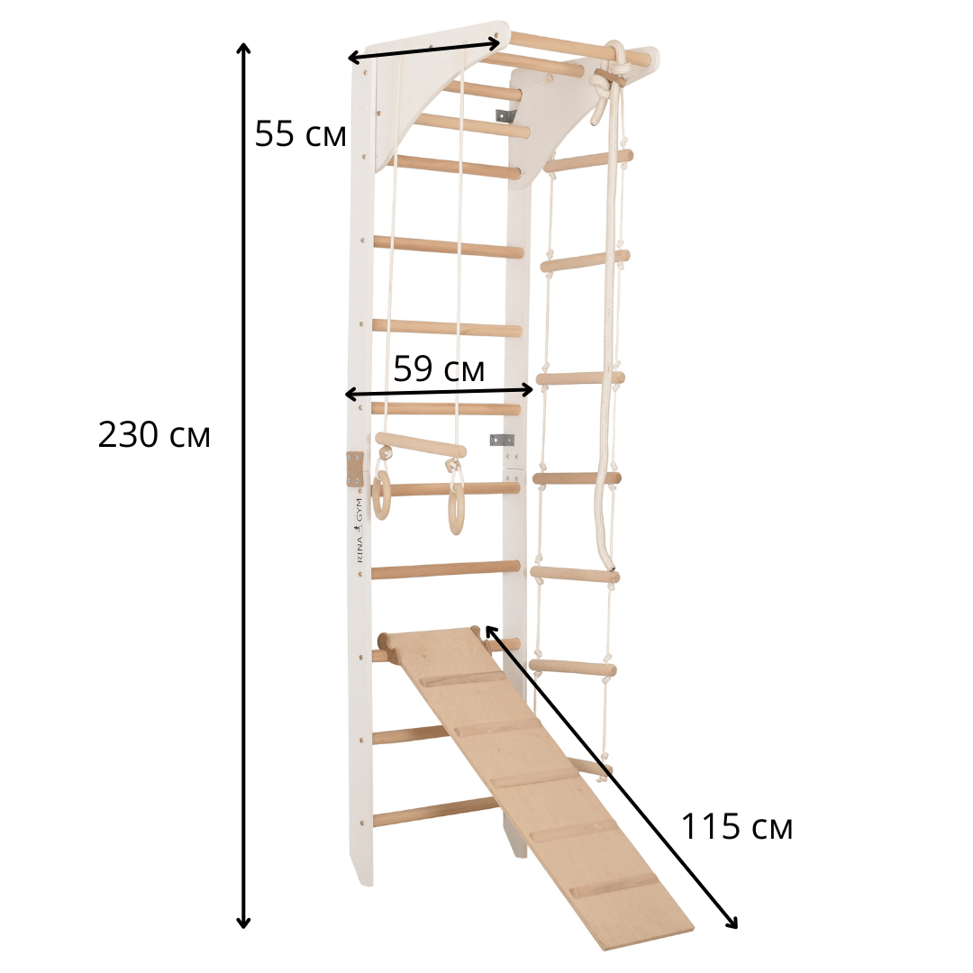 Sprossenwand mit höhenverstellbarem Reck, Kletterseil, Ringen und beidseitigem Kletterbrett – Kompakter Indoor-Fitnesspark f…