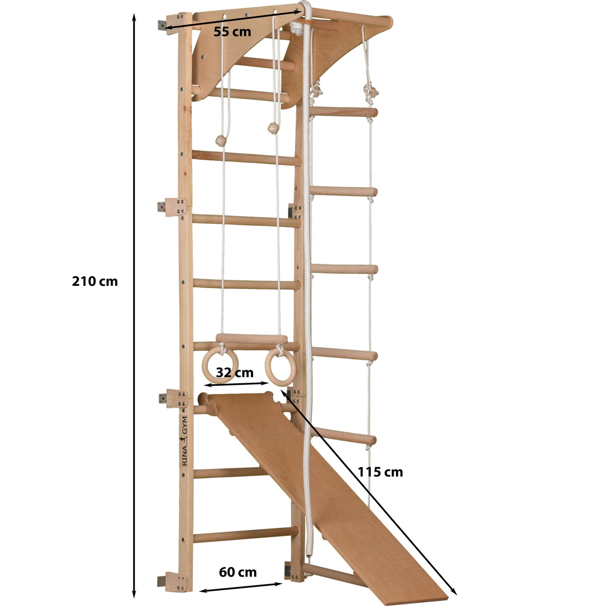 Sprossenwand für Heimtraining mit höhenverstellbarem Reck & beidseitigem Kletterbrett – Indoor Fitnessgerät für die ganze Fa…
