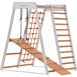 Indoor Klettergerüst für die ganze Familie – Sprossenwand, Hangelleiter, Kletternetz – RINAGYM Heim-Fitnessgerät – Ansicht 3