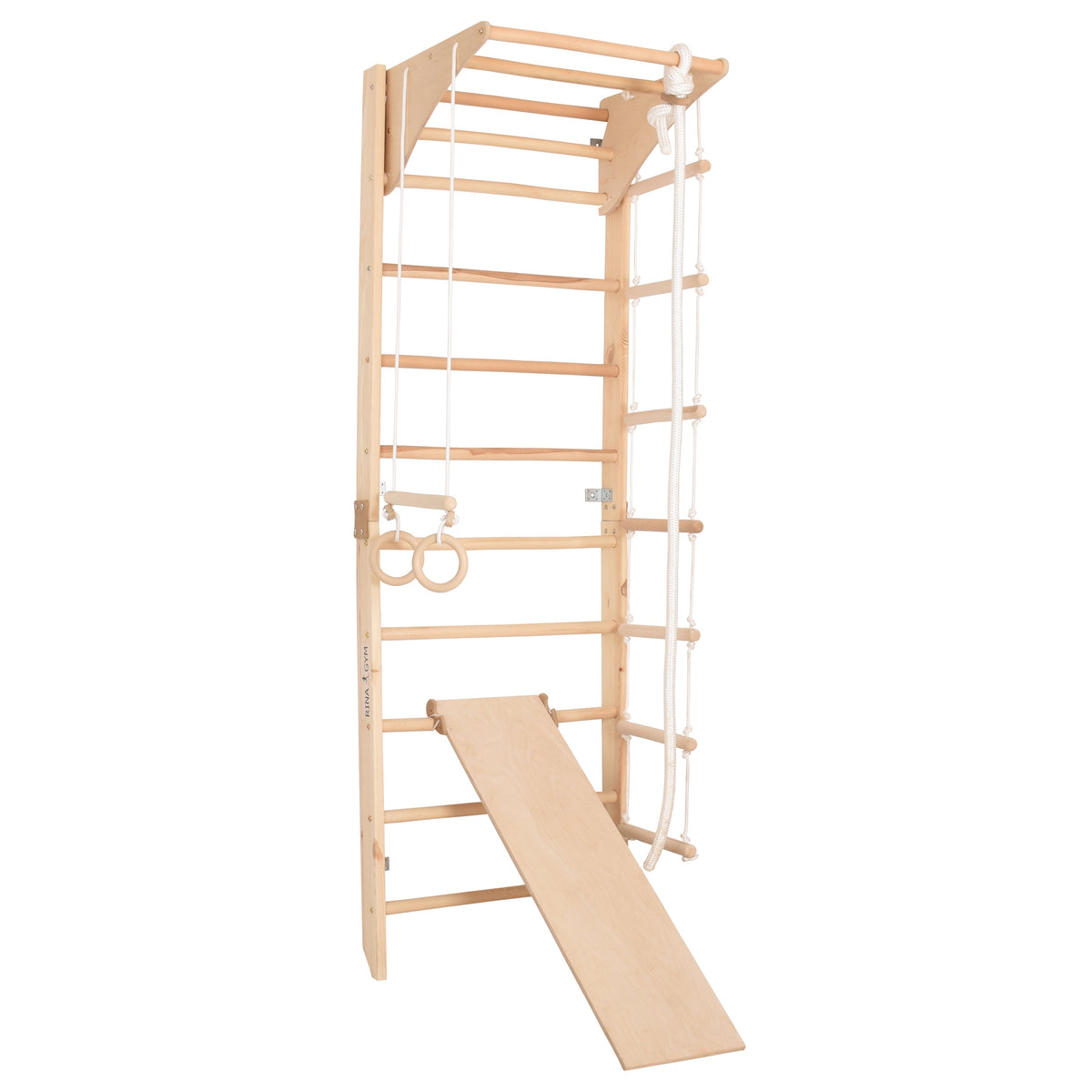 Kletterwand für die ganze Familie mit höhenverstellbarem Reck-Indoor Klettergerüst aus Holz - Wand-Reck, Stange, Gymnastik-R…