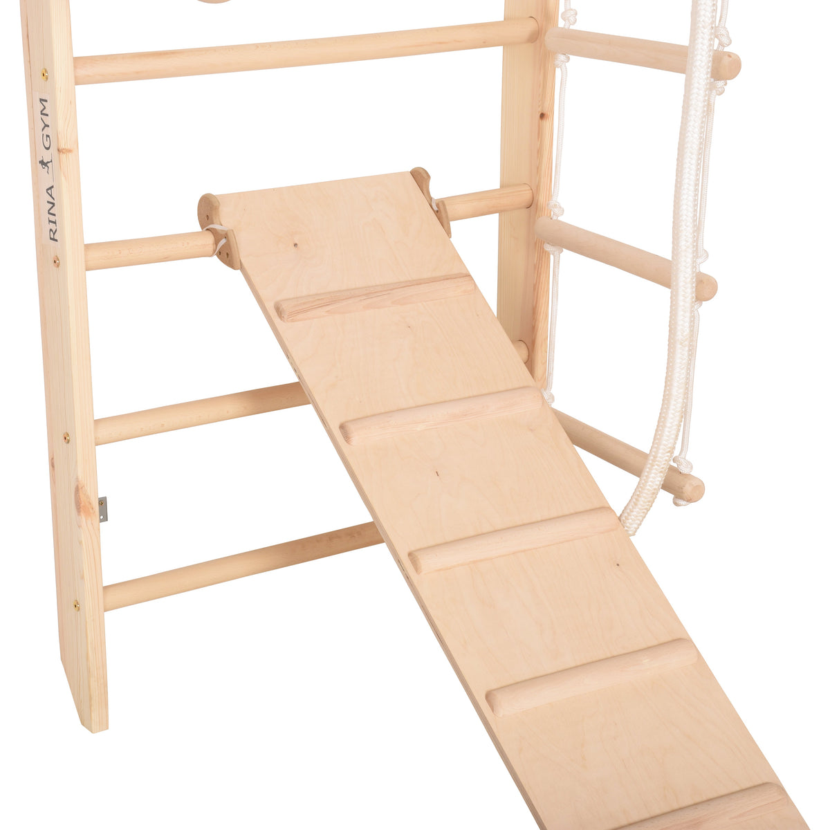 Kletterwand für die ganze Familie mit höhenverstellbarem Reck-Indoor Klettergerüst aus Holz - Wand-Reck, Stange, Gymnastik-R…