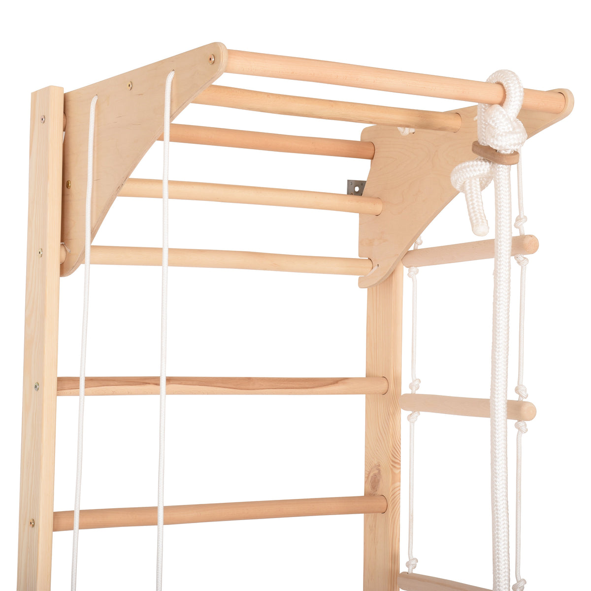 Kletterwand für die ganze Familie mit höhenverstellbarem Reck-Indoor Klettergerüst aus Holz - Wand-Reck, Stange, Gymnastik-R…