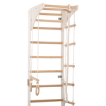 Sprossenwand mit höhenverstellbarem Reck, Kletterseil, Ringen & Seilleiter – Kompaktes Indoor-Fitnessgerät für die ganze Fam…