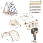3er Set LEMURENLING UP | dreiseitiges Kletterdreieck (Orang - Utan 87cm) mit Rutsche & Hörnchen Wippe - Kletterling – einfach Kind sein