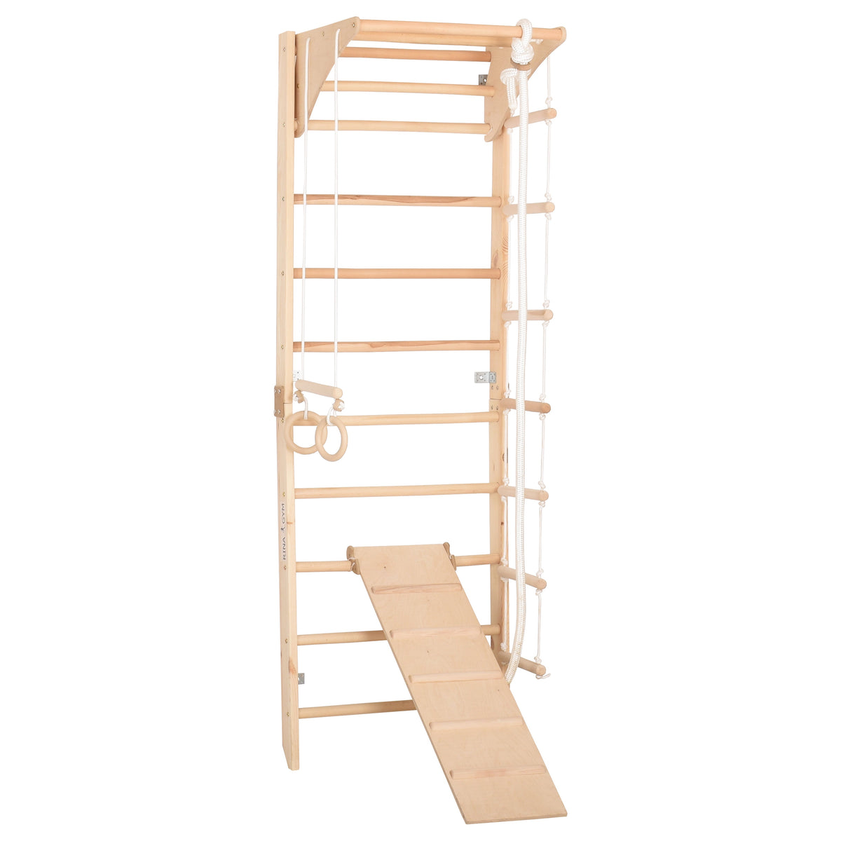 Kletterwand für die ganze Familie mit höhenverstellbarem Reck-Indoor Klettergerüst aus Holz - Wand-Reck, Stange, Gymnastik-R…