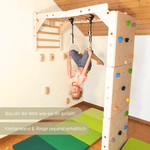 Sprossenwand EMMA SIX + Schaukel | 4 Module | 200 kg belastbar | 6 Aufbauvarianten | modulares System - Kletterling – einfach Kind sein