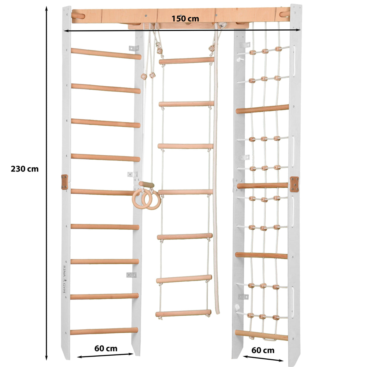 Indoor Klettergerüst mit Sprossenwand, Kletternetz & Hangelleiter – Heim-Sportgerät für die ganze Familie, harmonisch fürs z…