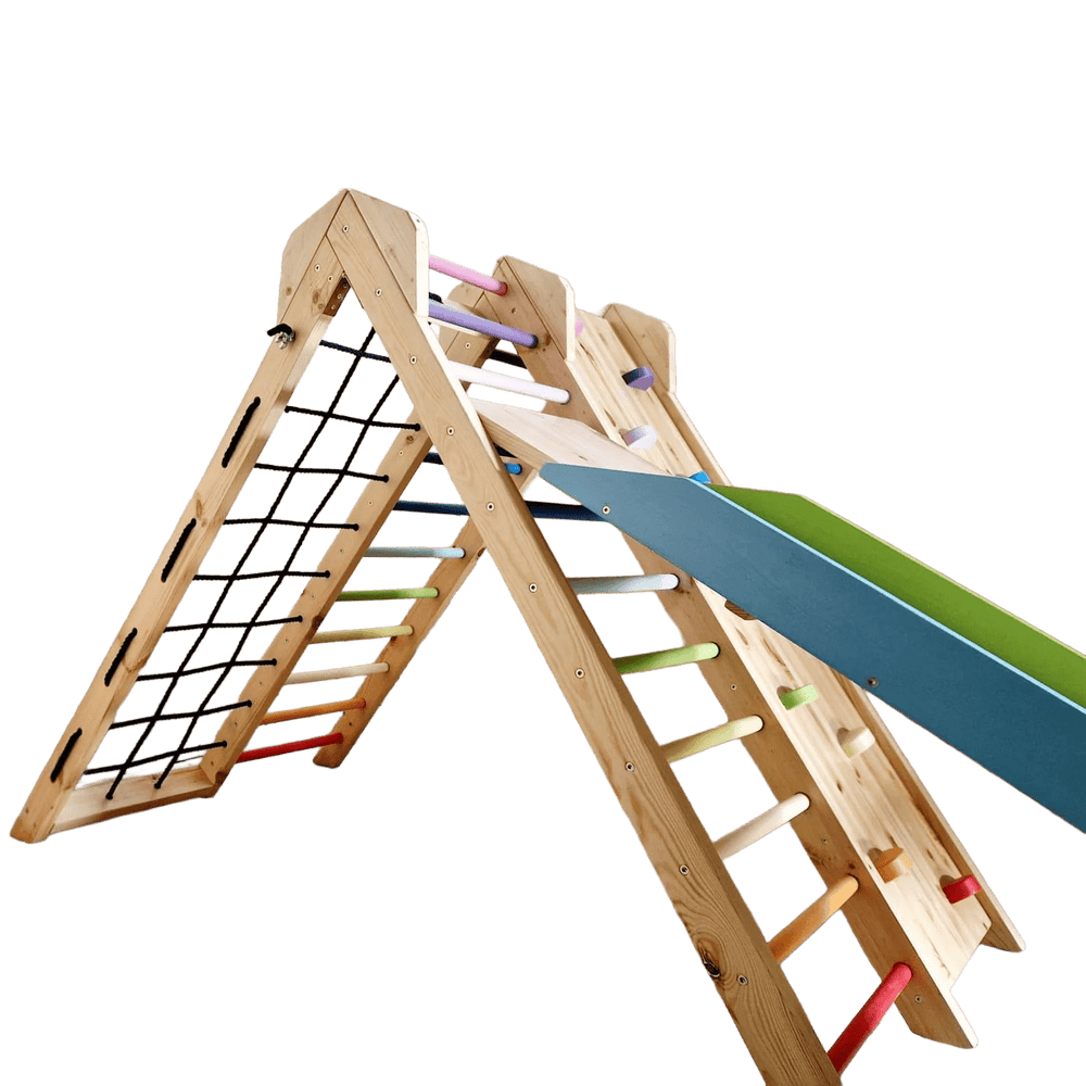 Kletterdreieck ROOT 4 + Rutsche | IN & OUTDOOR | 4 Kletterpfade | 120 cm - Kletterling – einfach Kind sein