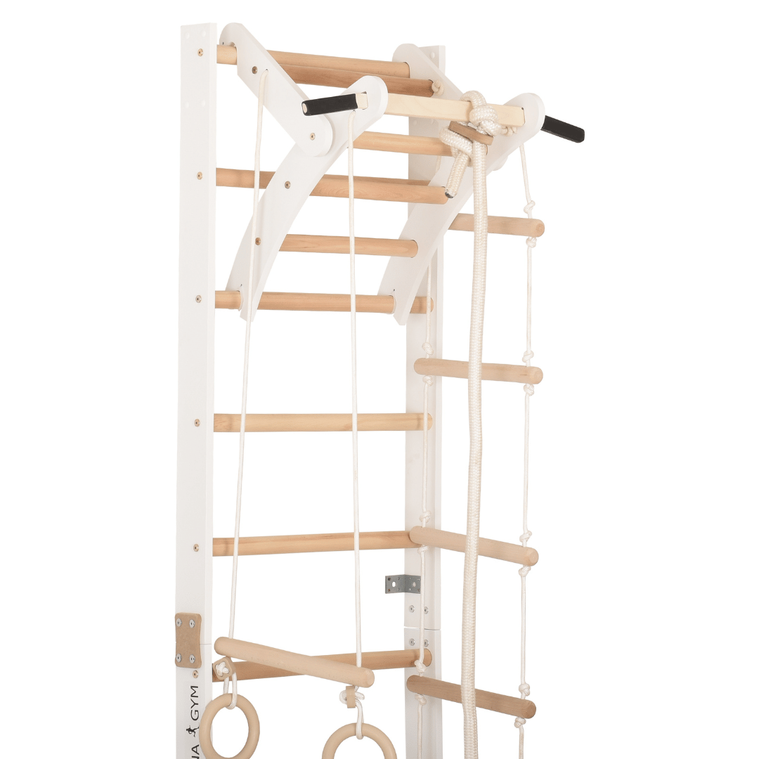 Sprossenwand für Heimtraining mit zweiseitiger Kletterrampe und höhenverstellbarem Reck – Indoor Fitnessgerät für die ganze…
