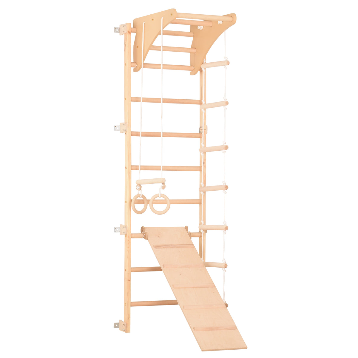 Sprossenwand für Heimtraining mit höhenverstellbarem Reck & beidseitigem Kletterbrett – Indoor Fitnessgerät für die ganze Fa…
