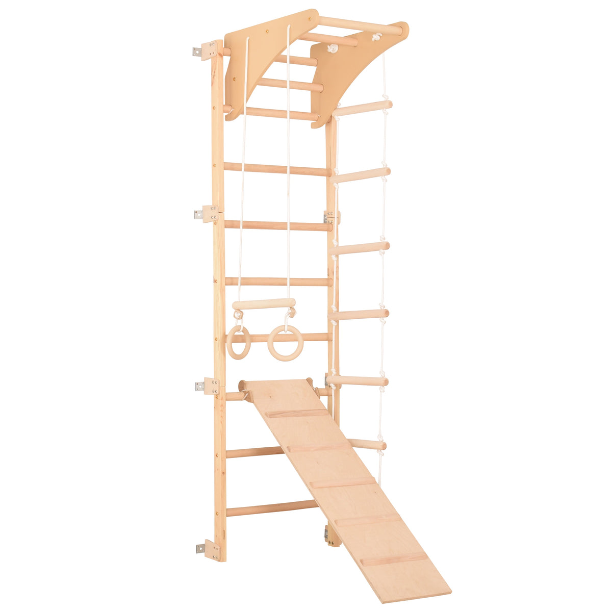 Sprossenwand für Heimtraining mit höhenverstellbarem Reck & beidseitigem Kletterbrett – Indoor Fitnessgerät für die ganze Fa…