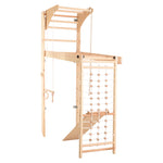 RINAGYM Kletterwand Indoor – Sprossenwand aus Holz mit Kletterseil – für gemeinsames Heimtraining von die ganze Familie – An…