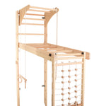 RINAGYM Kletterwand Indoor – Sprossenwand aus Holz mit Kletterseil – für gemeinsames Heimtraining von die ganze Familie – An…