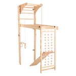 RINAGYM Kletterwand Indoor – Sprossenwand aus Holz mit Kletterseil – für gemeinsames Heimtraining von die ganze Familie – An…