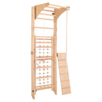 RINAGYM Kletterwand Indoor – Sprossenwand aus Holz mit Kletterseil – für gemeinsames Heimtraining von die ganze Familie – An…